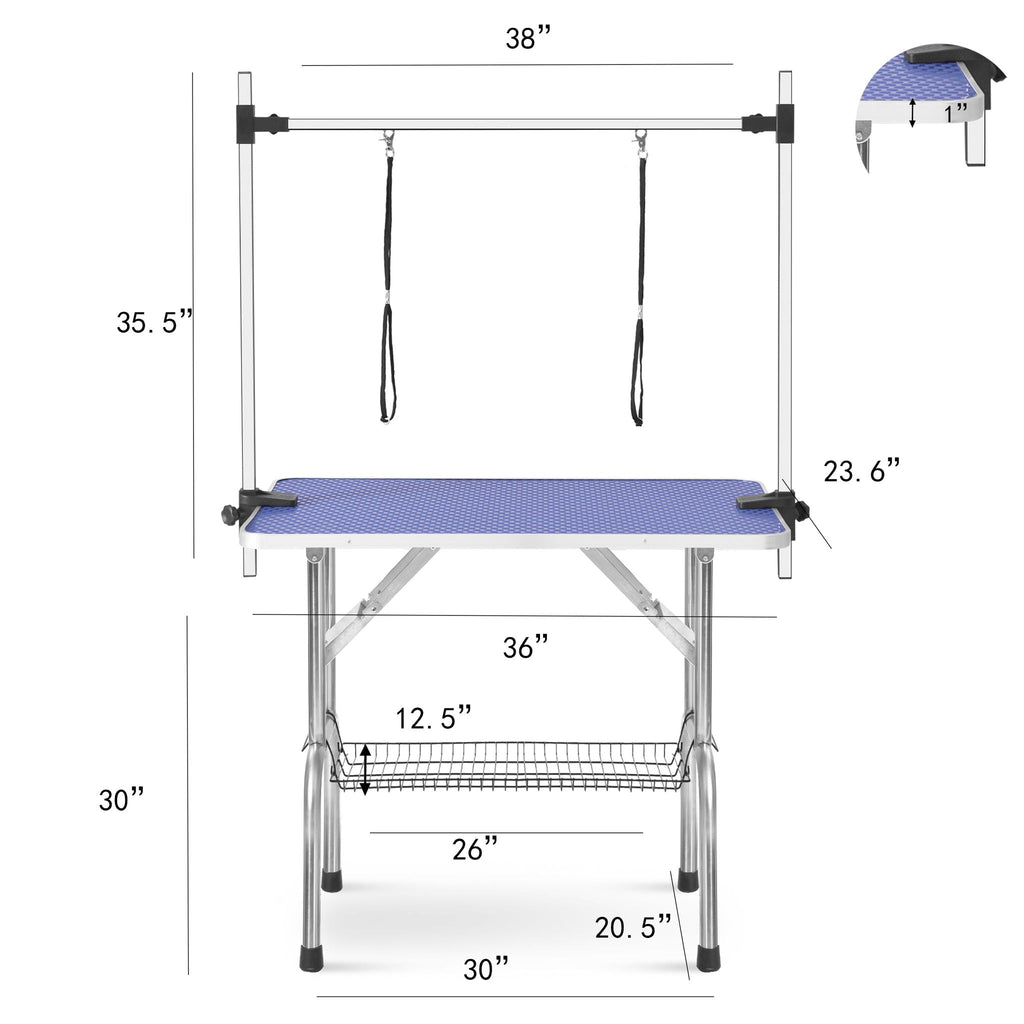 Folding Pet Grooming Table with Adjustable Arm - Multiple Colors