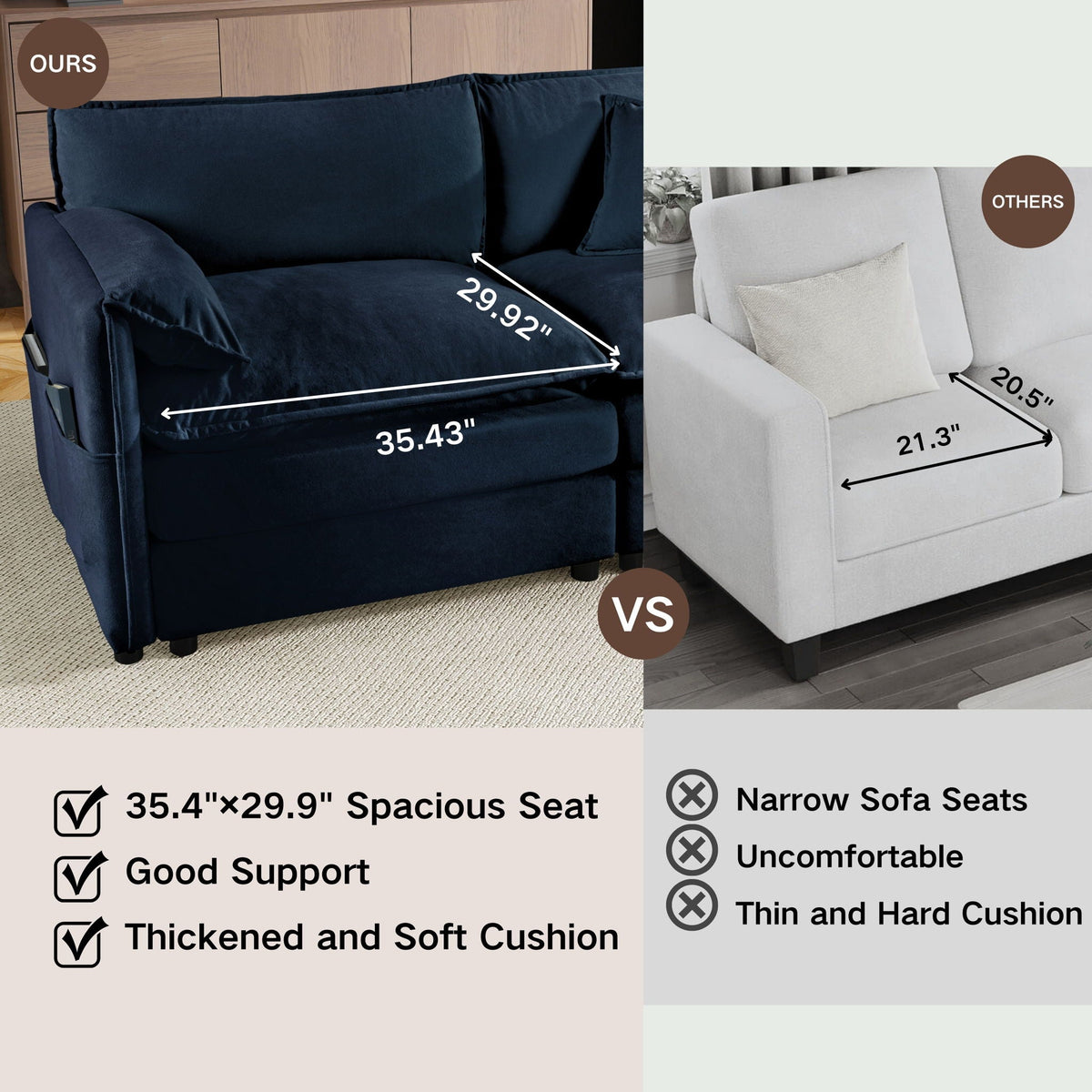 Oversized Chair & Ottoman with Soft Upholstery - Blue or Black