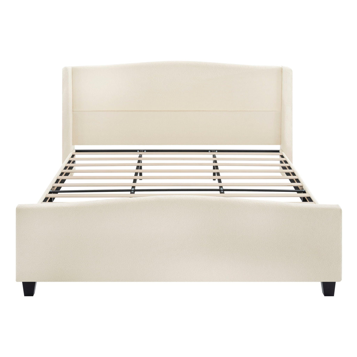 Platform Bed Frame with Tall Headboard and High Footboard - White or Gray