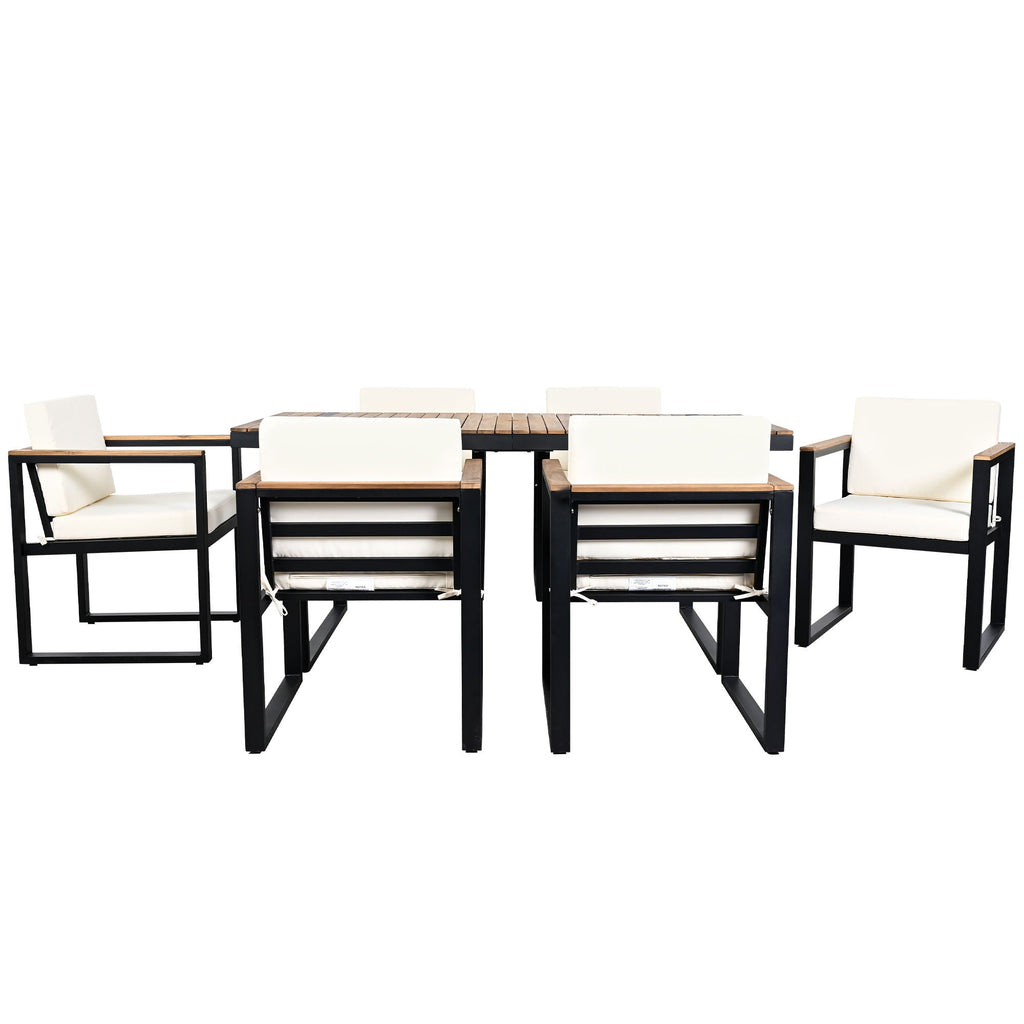 7 Piece Outdoor Dining Set with Removable Cushions - Gray or Beige