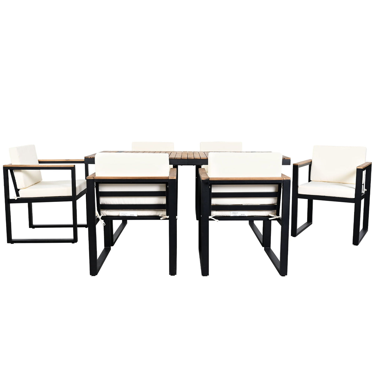 7 Piece Outdoor Dining Set with Removable Cushions - Gray or Beige