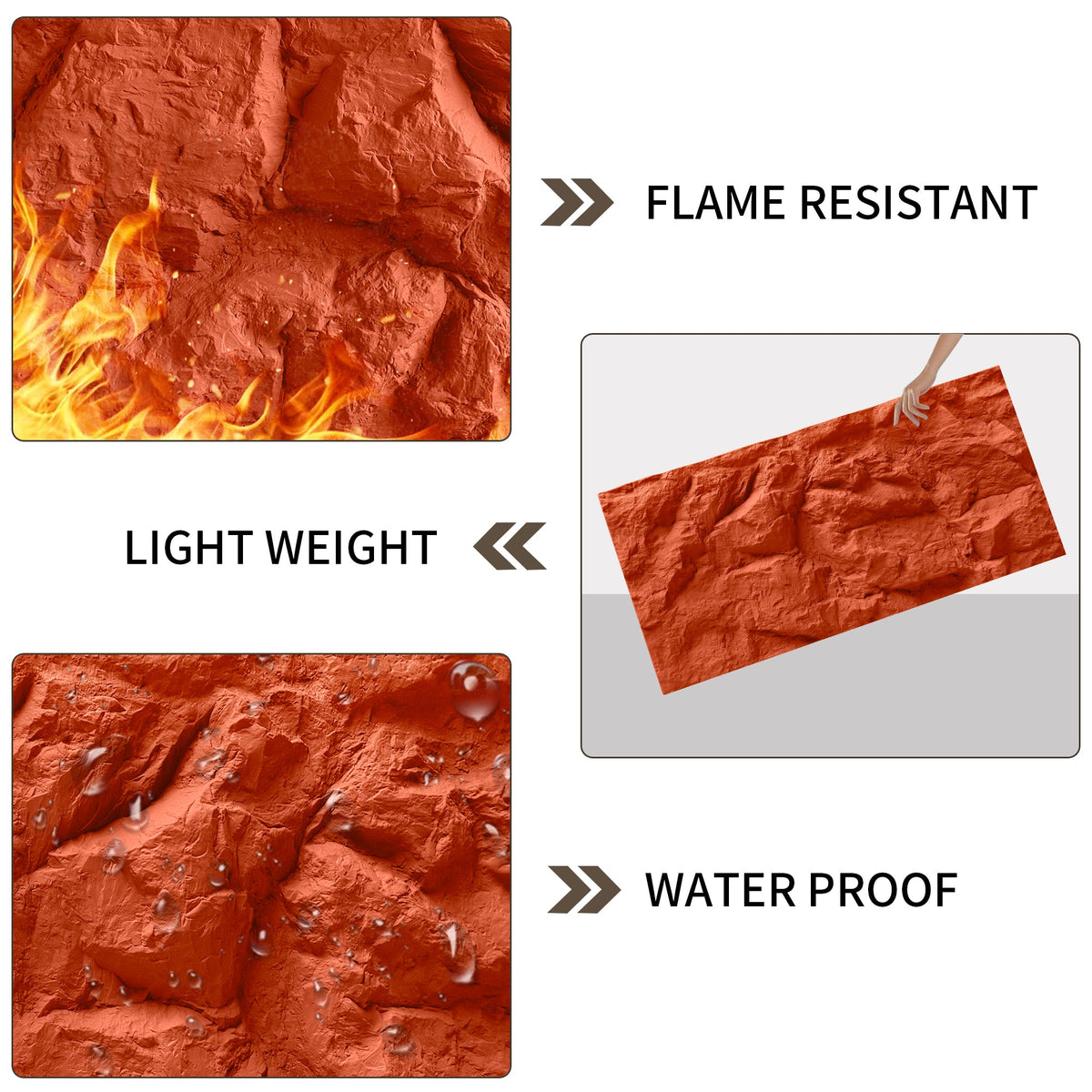 3D Faux Stone Wall Panels with Lightweight Flame-Resistant Design - Natural Stone