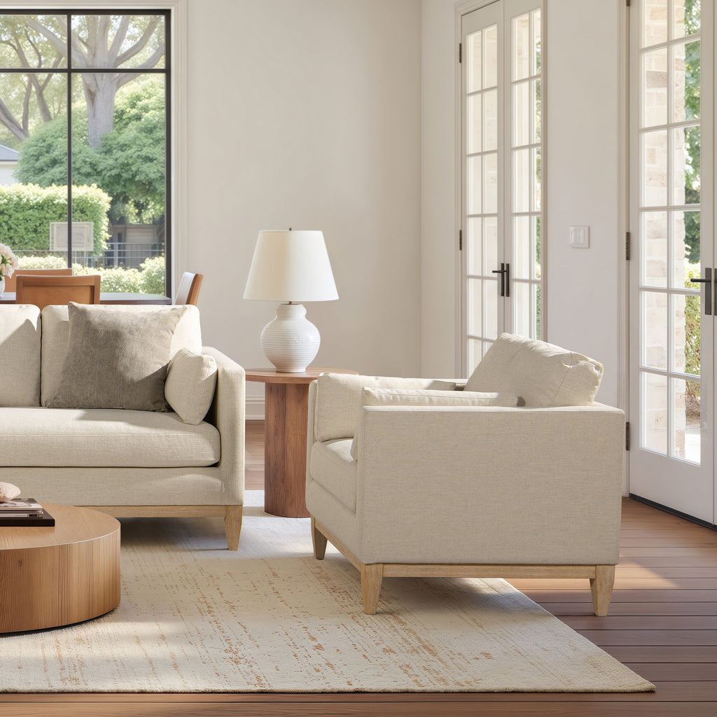 Modern Farmhouse Arm Chair with Removable Cushions - Flax