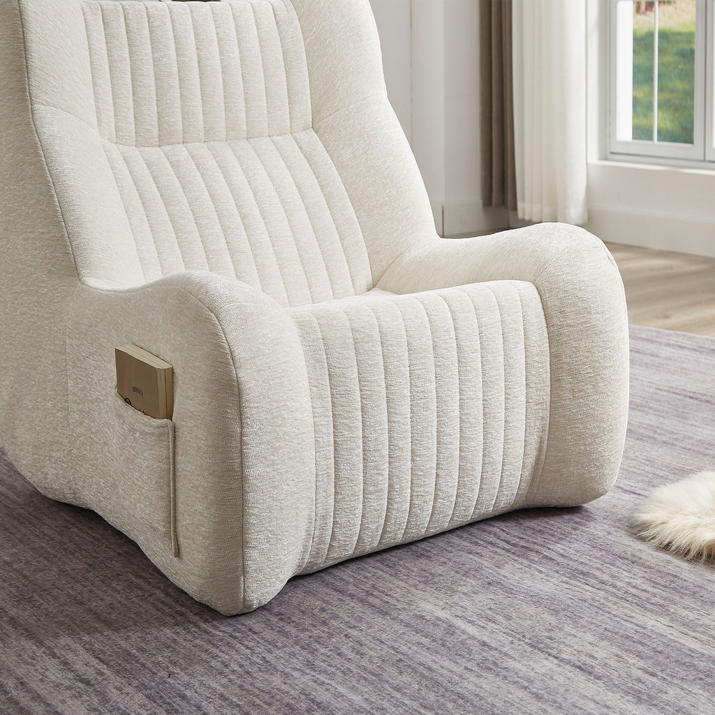 White Bean Bag Chair for Adults with Memory Foam - Chenille Fabric