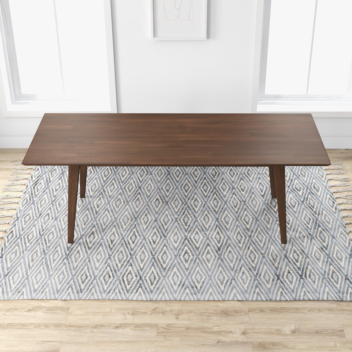 Mid-Century Modern Solid Wood Dining Table with Beveled Edges - Dark Brown or White