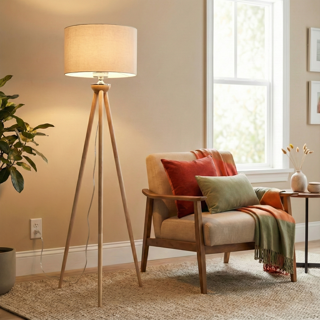 Tall Corner Floor Lamp with Energy Efficient LED - Black