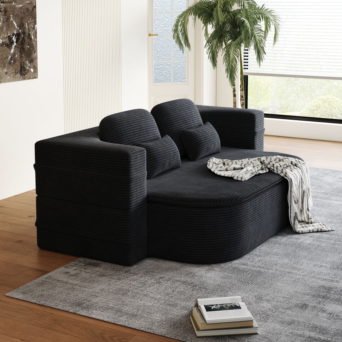 2 In 1 Foldable Sofa Bed with Multi Functional Blanket - Futon Sofa