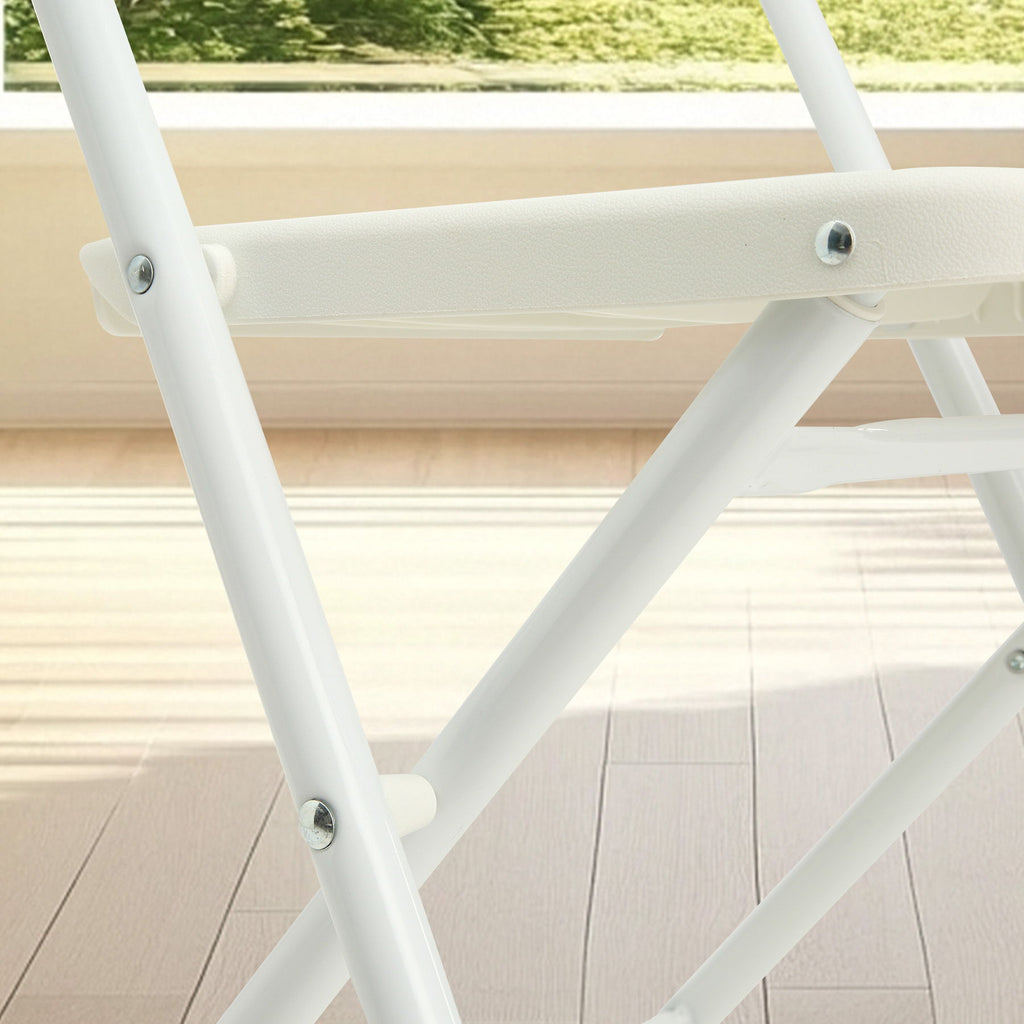 White Folding Chair Set with Waterproof Finish and Stackable Design - Set of 4