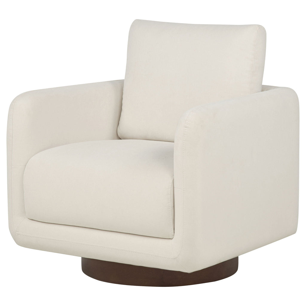 Iris Fabric Upholstered Swivel Accent Chair Ivory