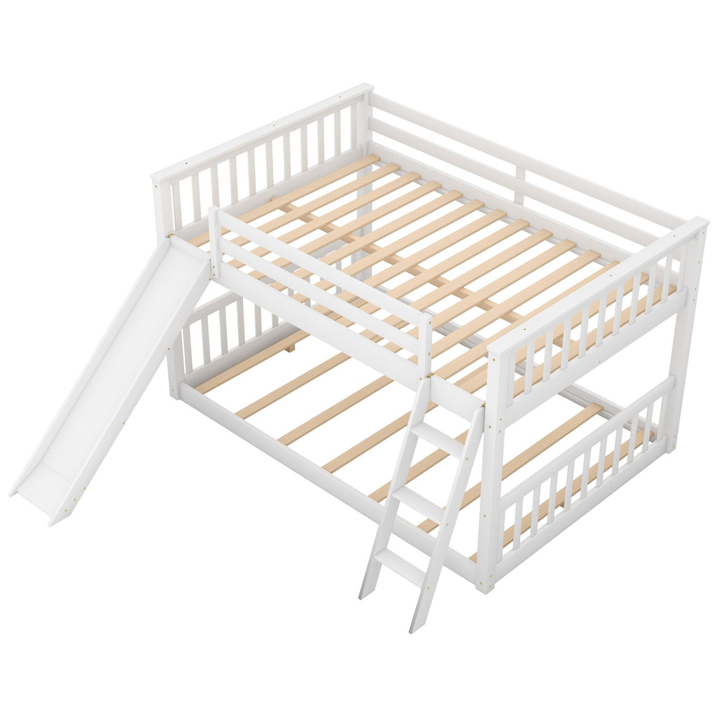 Bunk Bed with Convertible Slide and Ladder - White or Dark Gray
