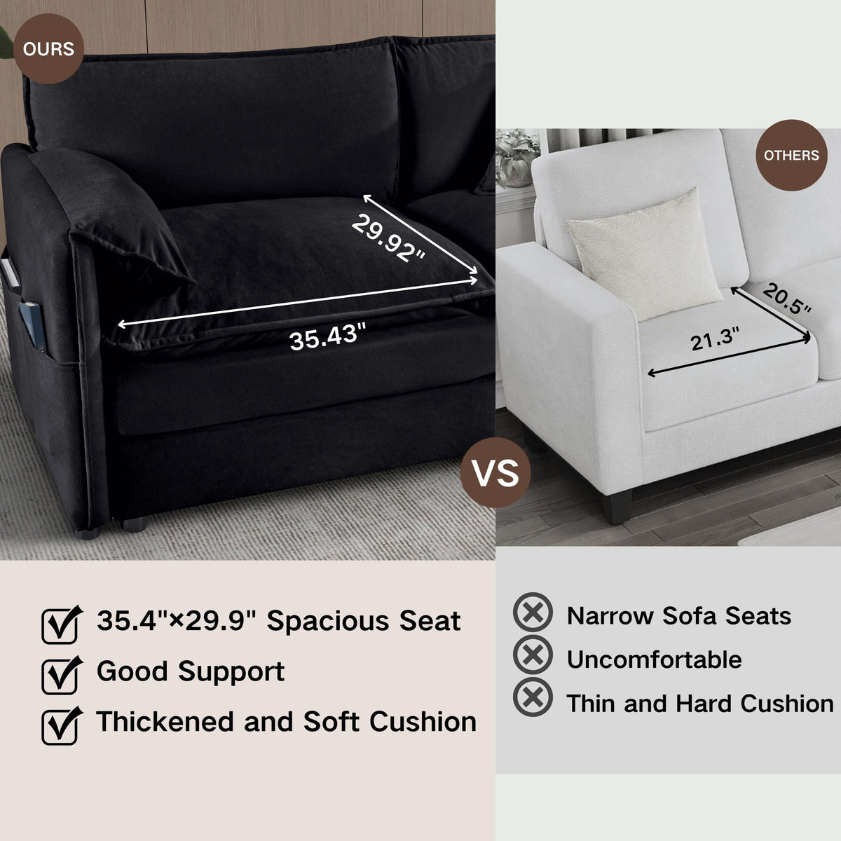 Oversized Chair & Ottoman with Soft Upholstery - Blue or Black
