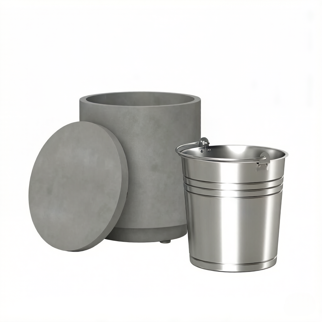 Portable Storage Box Cooler Side Table with Removable Ice Bucket - Concrete