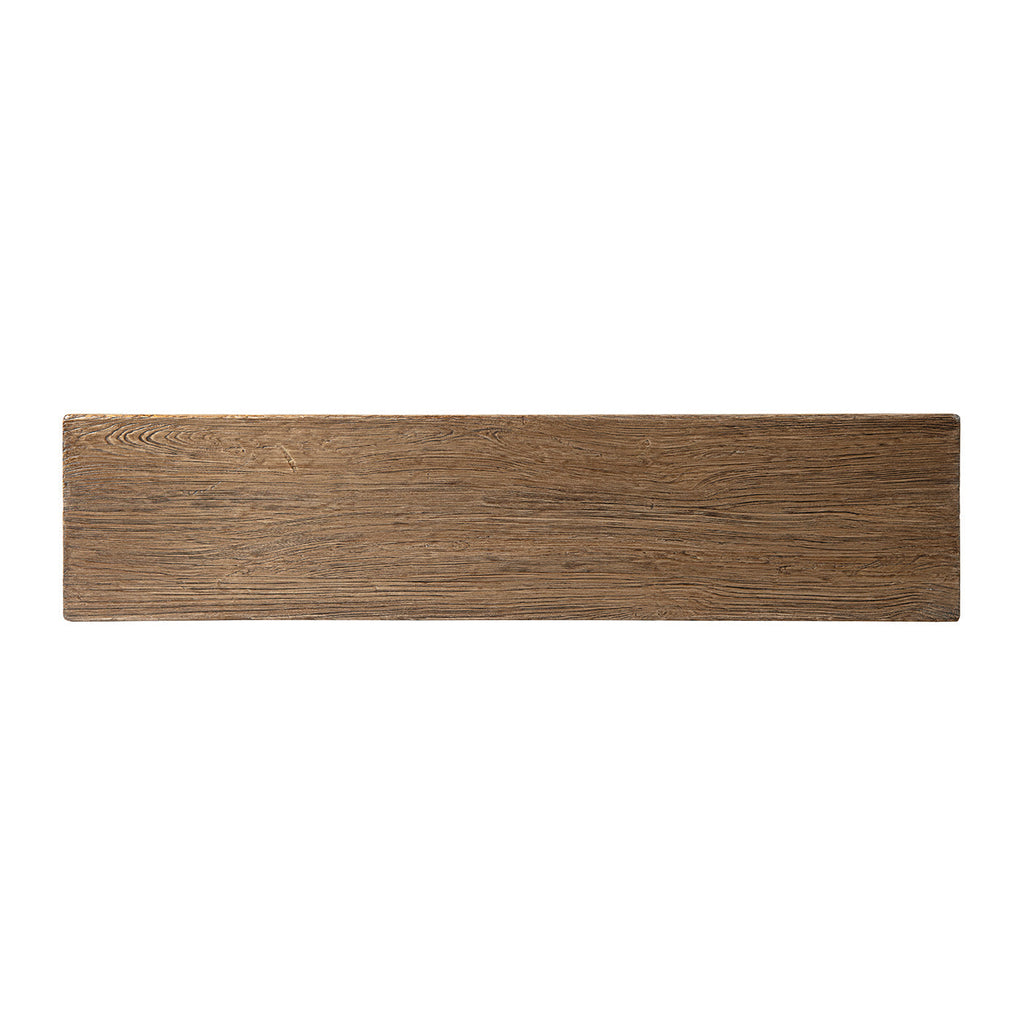 Hawthorne 60'' Reclaimed Elm Trestle Console Table with Solid Wood Base - Medium-Dark Brown