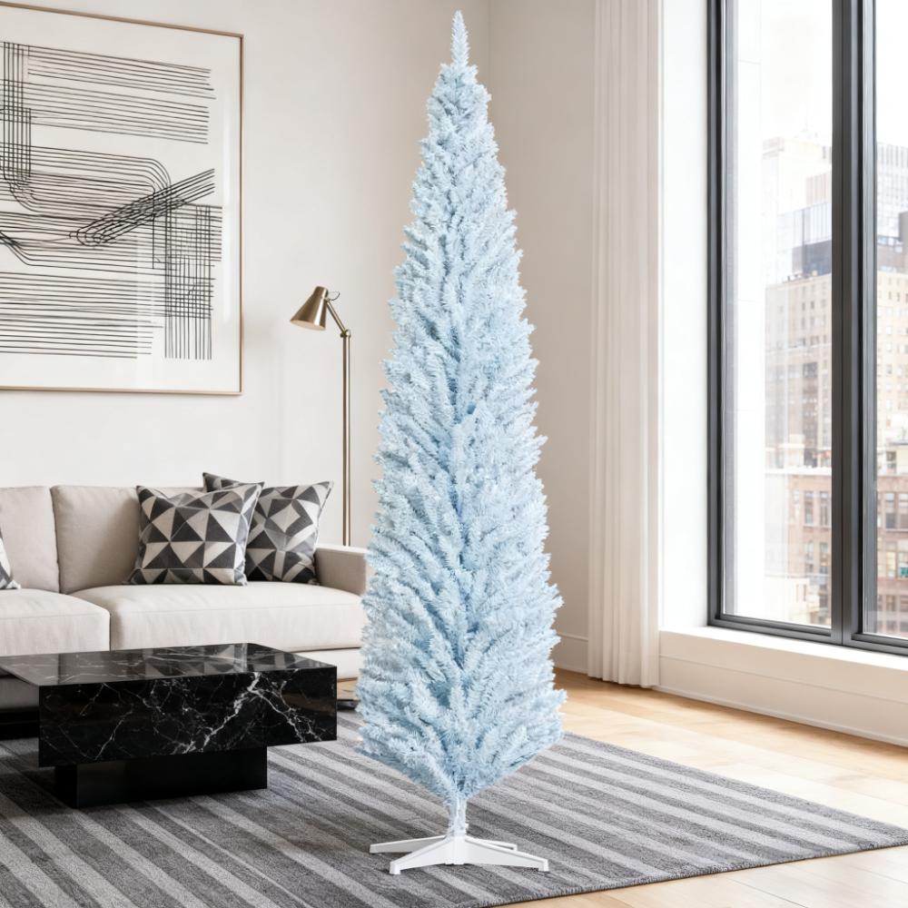 8ft Pencil Artificial Christmas Tree with Realistic Branches - White