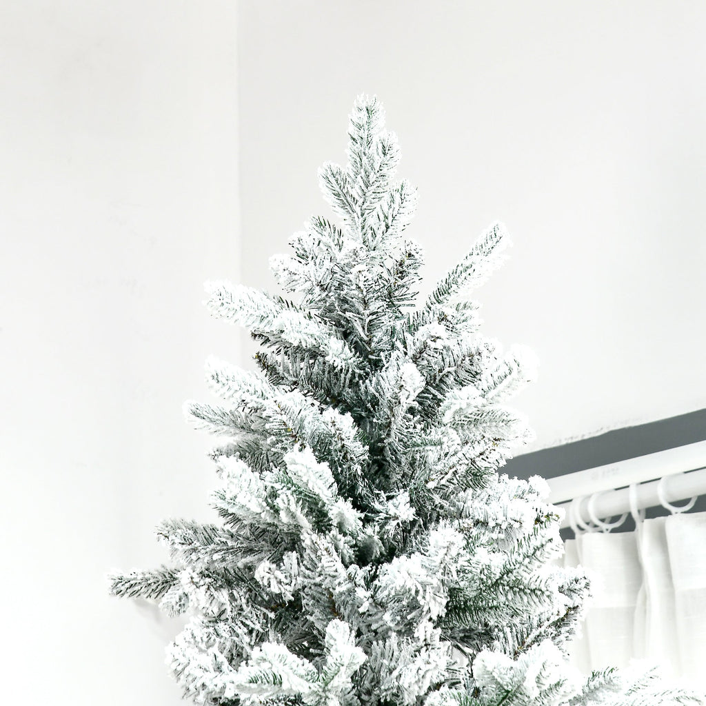 9 Foot Pine Snow Flocked Artificial Christmas Tree with Realistic Branches - White