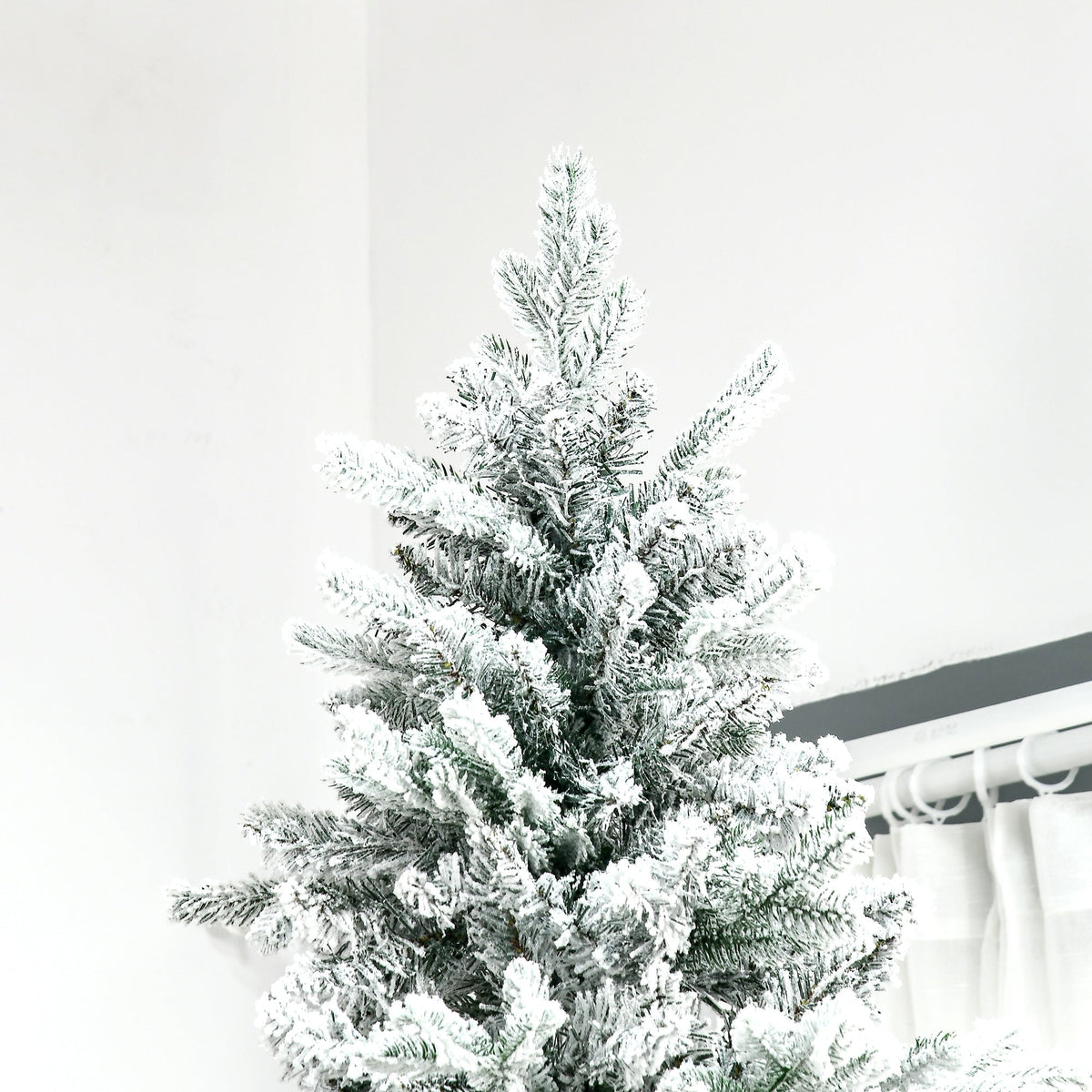 9 Foot Pine Snow Flocked Artificial Christmas Tree with Realistic Branches - White