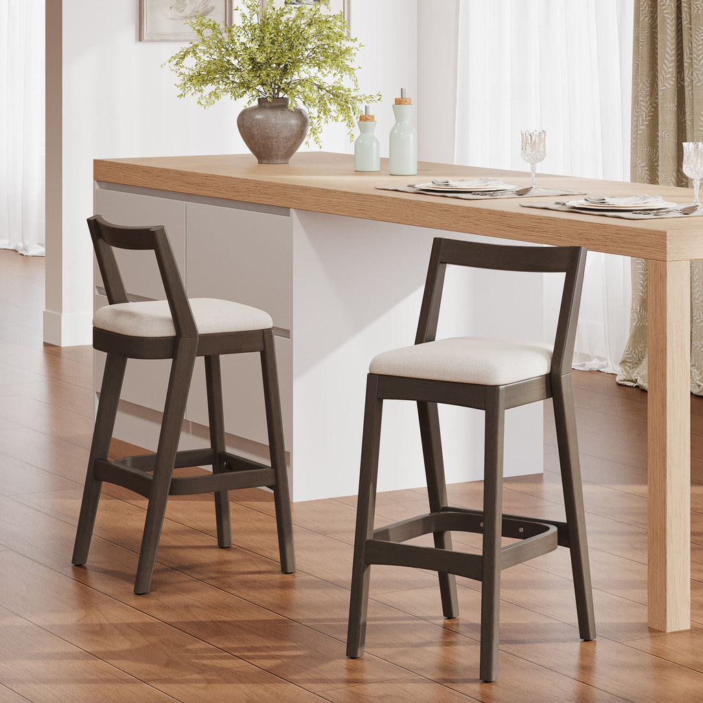 Jasper Indoor Barstool Set of 2 with Durable Rubberwood Seating - Dark Brown or Light Brown