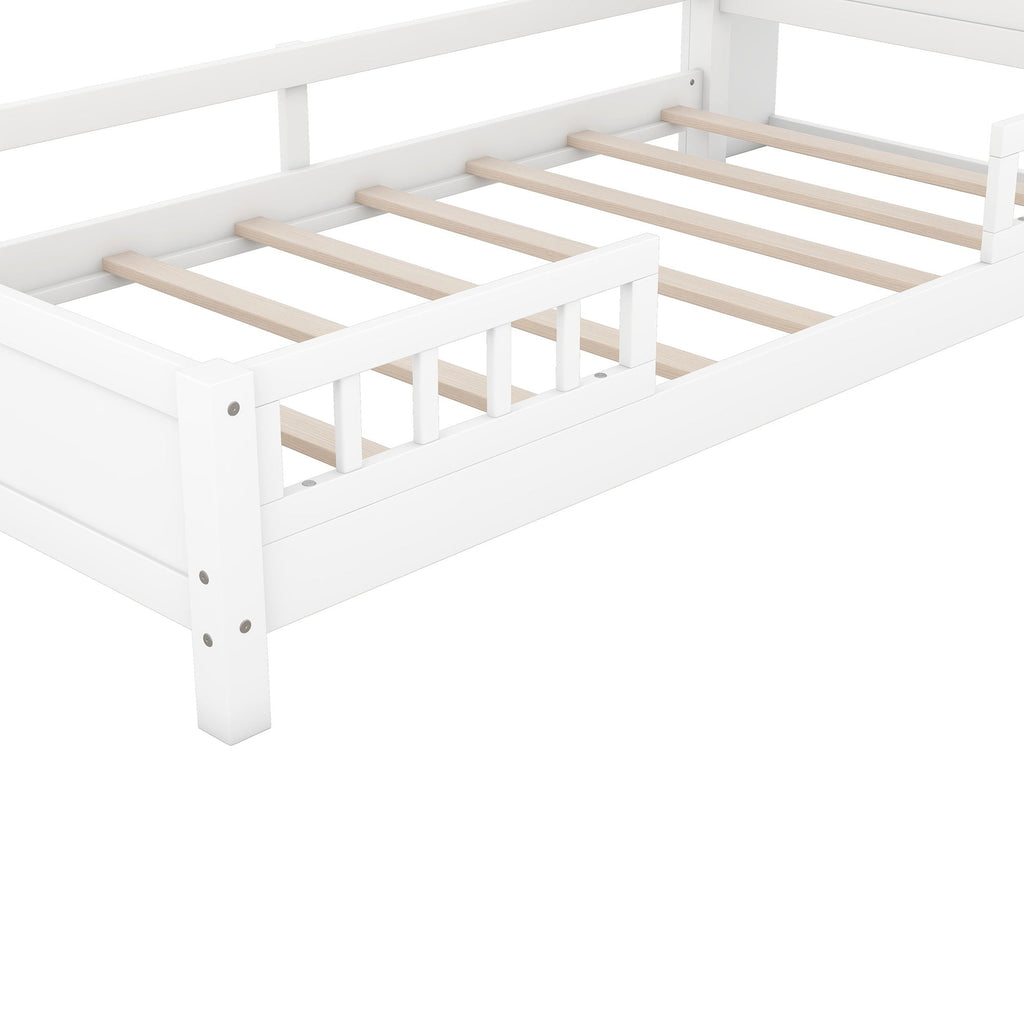 Wood Platform Storage Bed with LED Light & Storage Headboard - White or Dark Gray