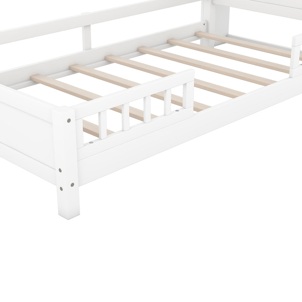 Wood Platform Storage Bed with LED Light & Storage Headboard - White or Dark Gray