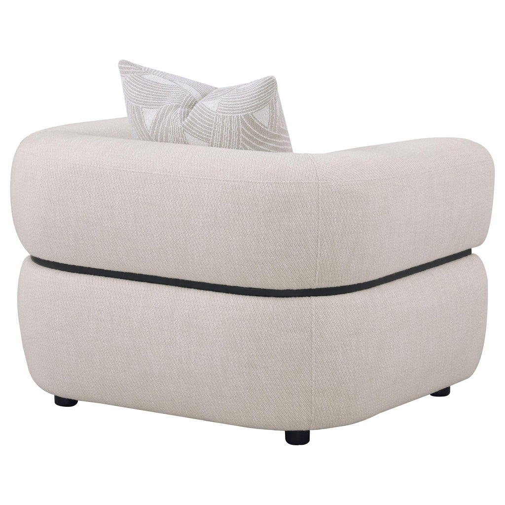 Jeanette Fabric Upholstered Round Arm Accent Chair Beige