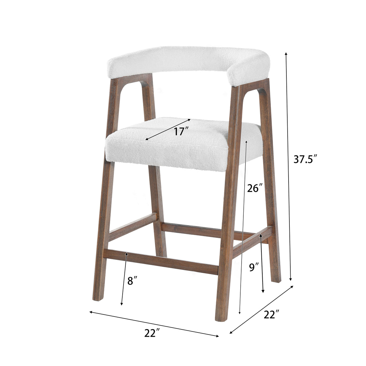 26'' Seat Height Bar Stools with Back - Set of 2 - Walnut or Natural