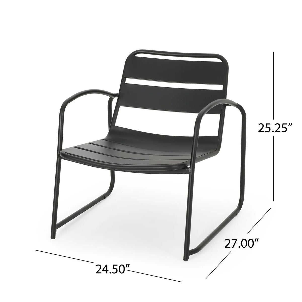 Conrad Chat Set Patio Furniture with Powder-Coated Iron Frame - Matte Black or Teal
