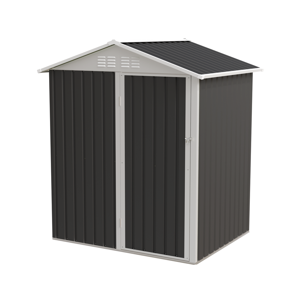 Metal Outdoor Storage Shed with Hinge Door - Grey