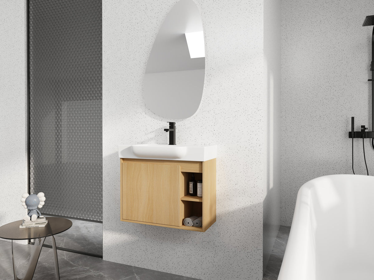 28'' Wall-Mounted Bathroom Vanity with Soft-Close Hinges - Multiple Finishes
