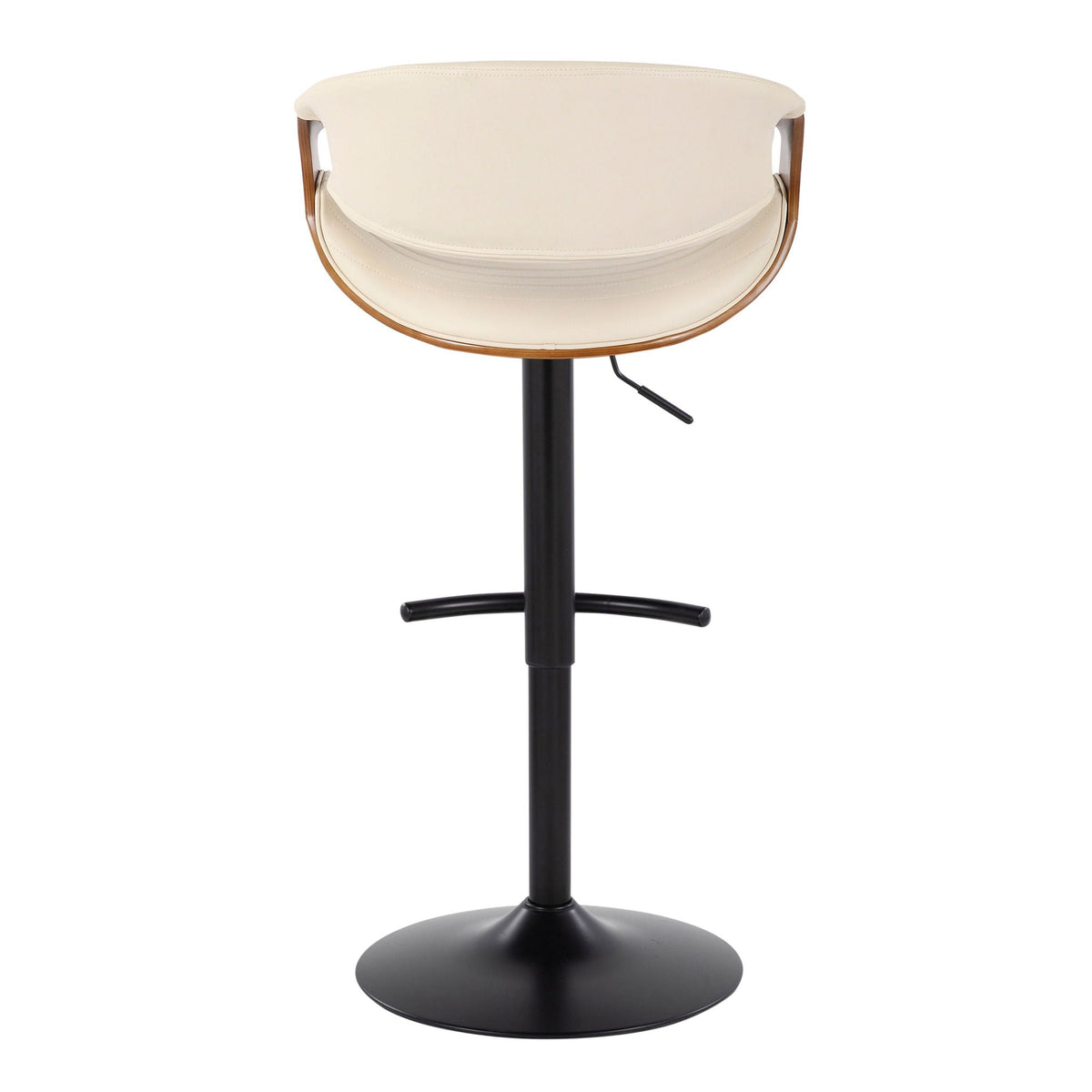 Symphony Mid Century Modern Adjustable Barstool Set with Swivel and T Footrest - Black, Beige, Pearl Silver