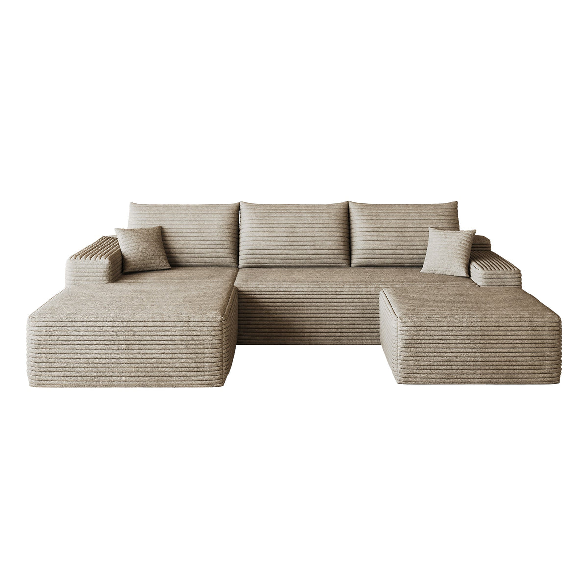 107" Cloud Sectional Sofa with Ottoman - Plush Corduroy, Modern Minimalist Design