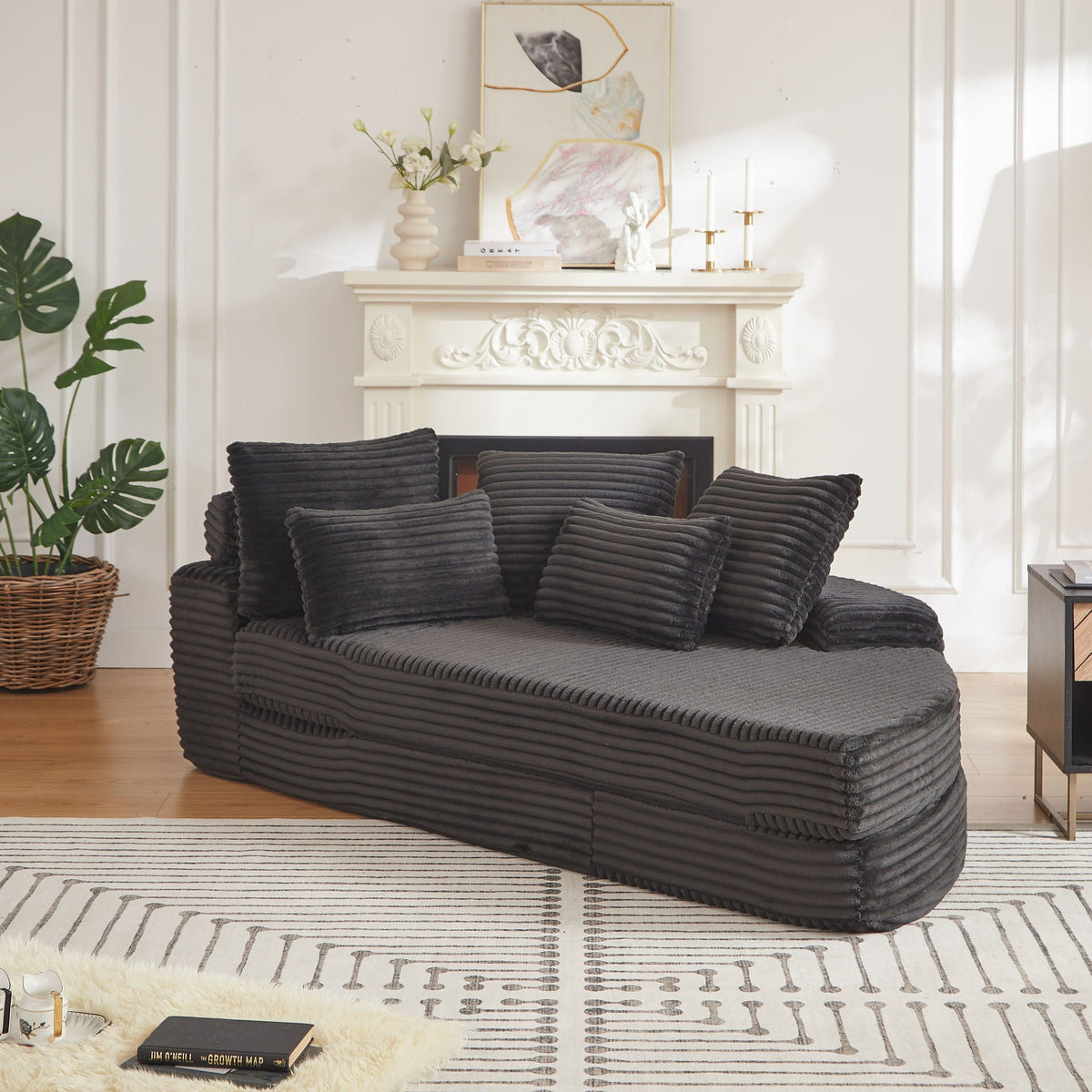 Semi Circular 2 In 1 Sofa Bed with Neck Pillow - Beige, Black, or Dark Green