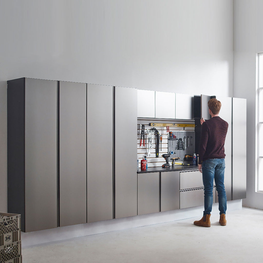 Wall Mounted Garage Cabinet with Deep Storage & Soft-Closing Drawer - Dark Gray
