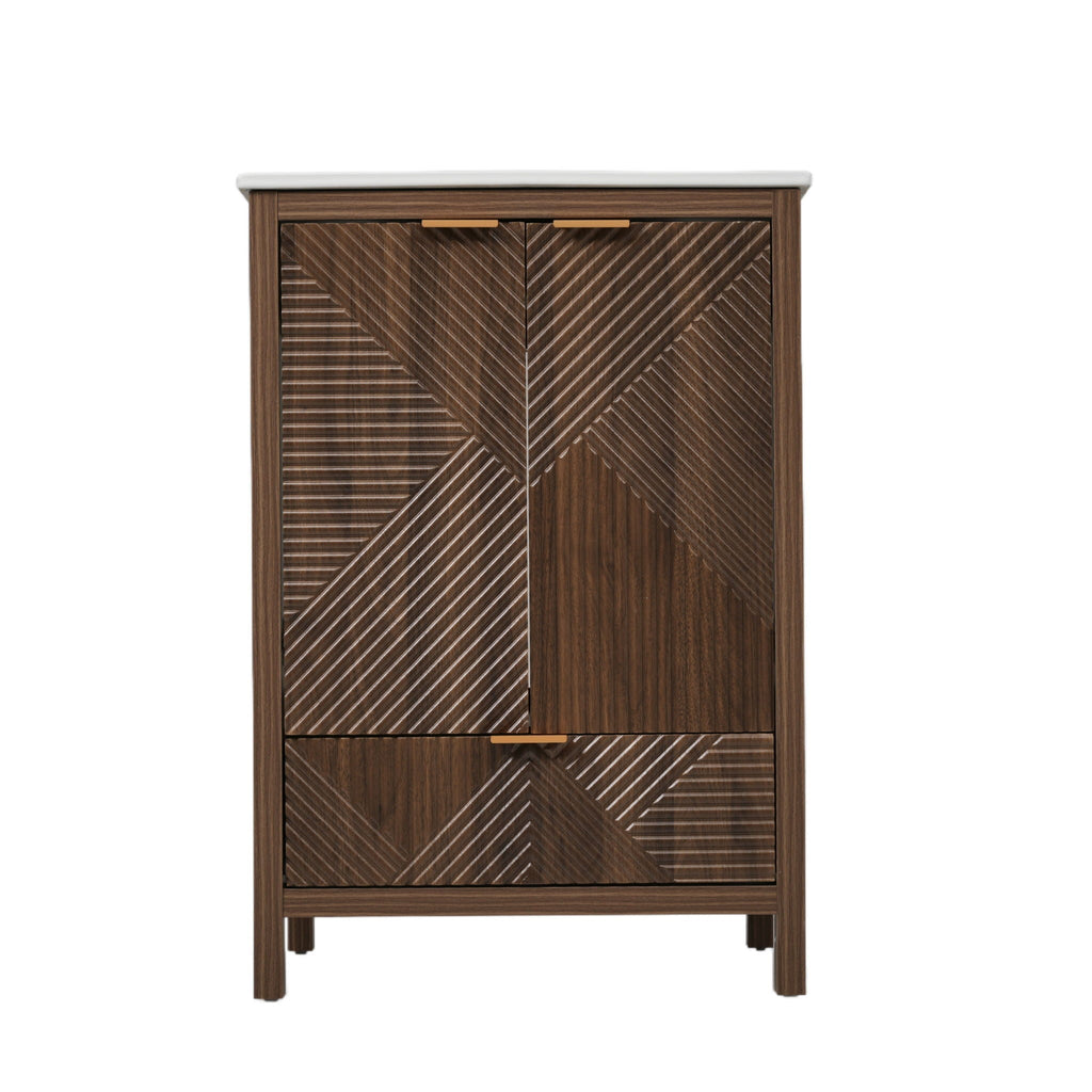Modern Bathroom Vanity with Sink Combo – Compact Storage - Dark Brown or White