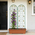 2 Pack Metal Garden Trellis with Rustproof Plant Support - Green or Cream White