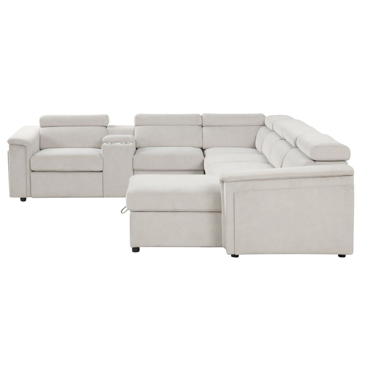 Power Recliner Sleeper Sectional with Adjustable Headrest and Storage - Dark Gray or Beige