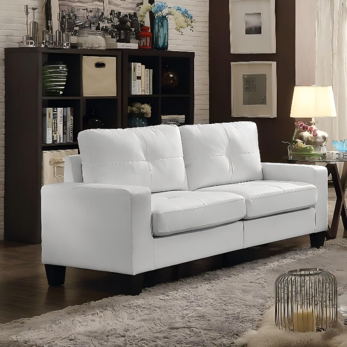 Modular Faux Leather Sofa with Modern Design - White, Black, Dark Brown, Red