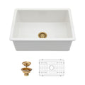 Single Bowl Ceramic Undermount Kitchen Sink with Dual Mount - White