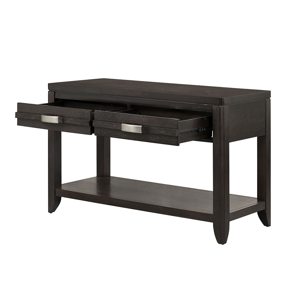 Elegant Dark Brown End Table with Storage Drawer and Shelf