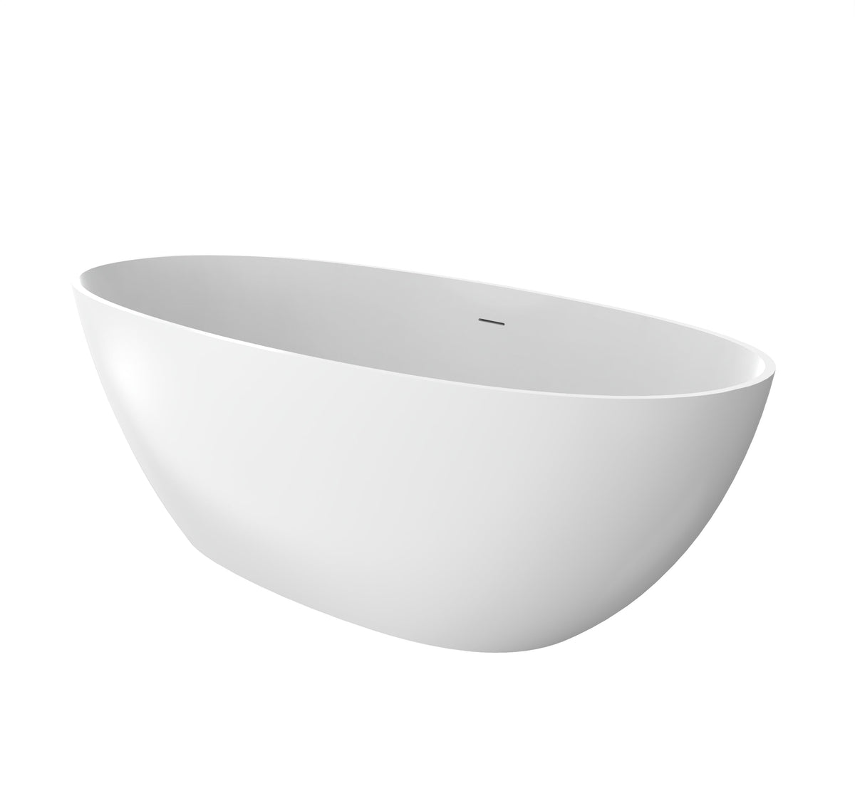 70.87 Inch Freestanding Solid Surface Soaking Bathtub with Matte Finish