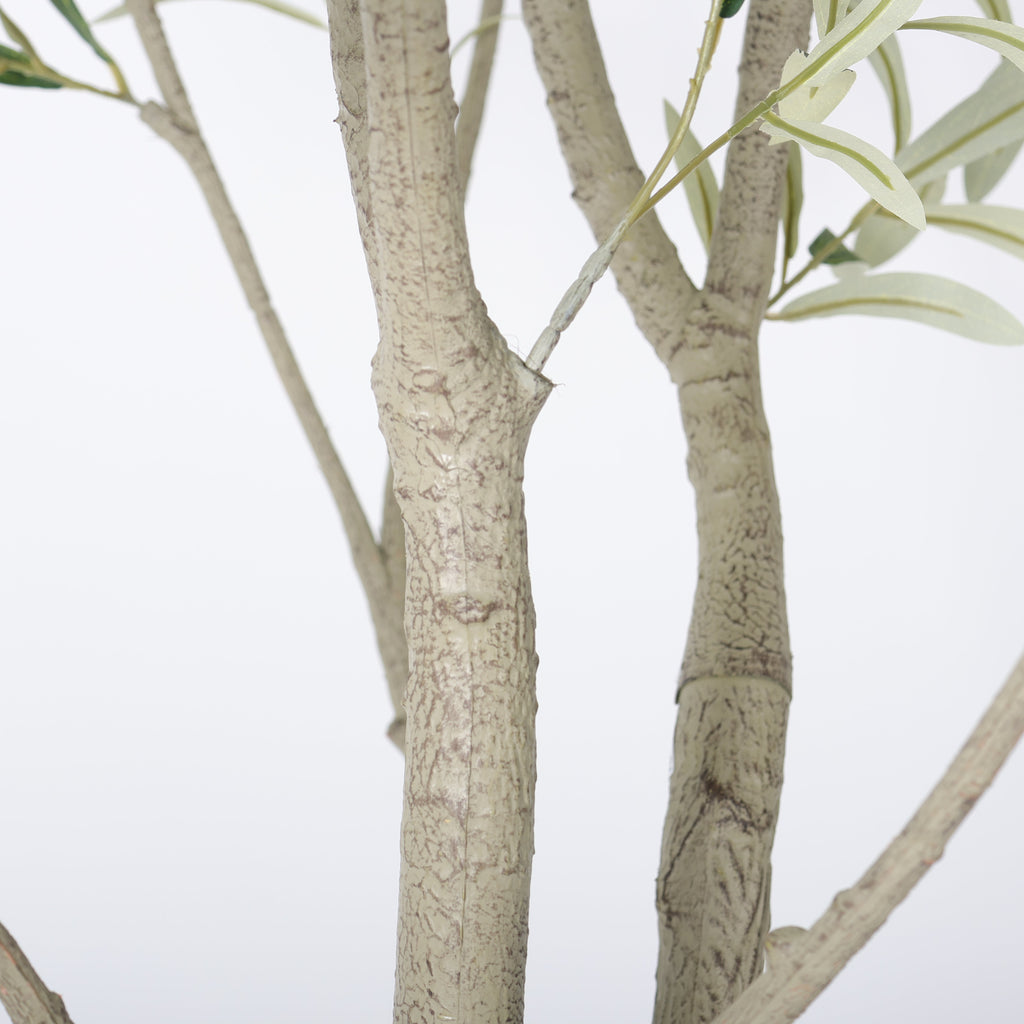 8FT Artificial Olive Tree with Decorative White Planter - Green Leaves