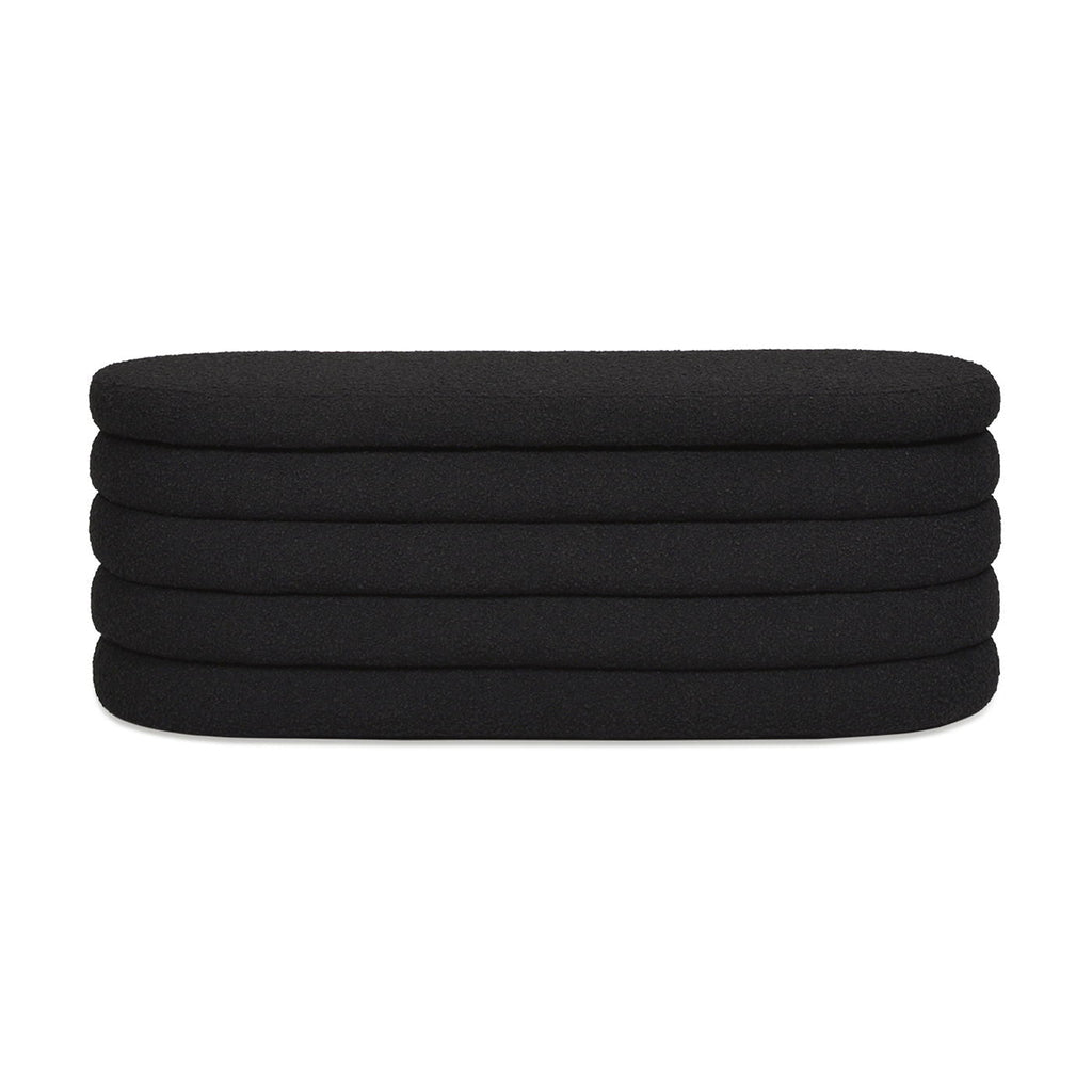 Upholstered Oval Storage Bench with Hidden Storage - Black, White or Dark Green
