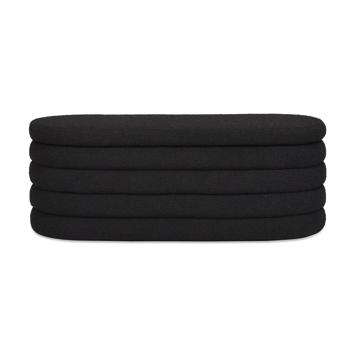 Upholstered Oval Storage Bench with Hidden Storage - Black, White or Dark Green
