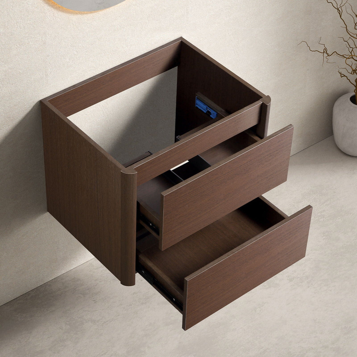 Wall Mounted Bathroom Vanity with Soft Close Drawer - Black Brown