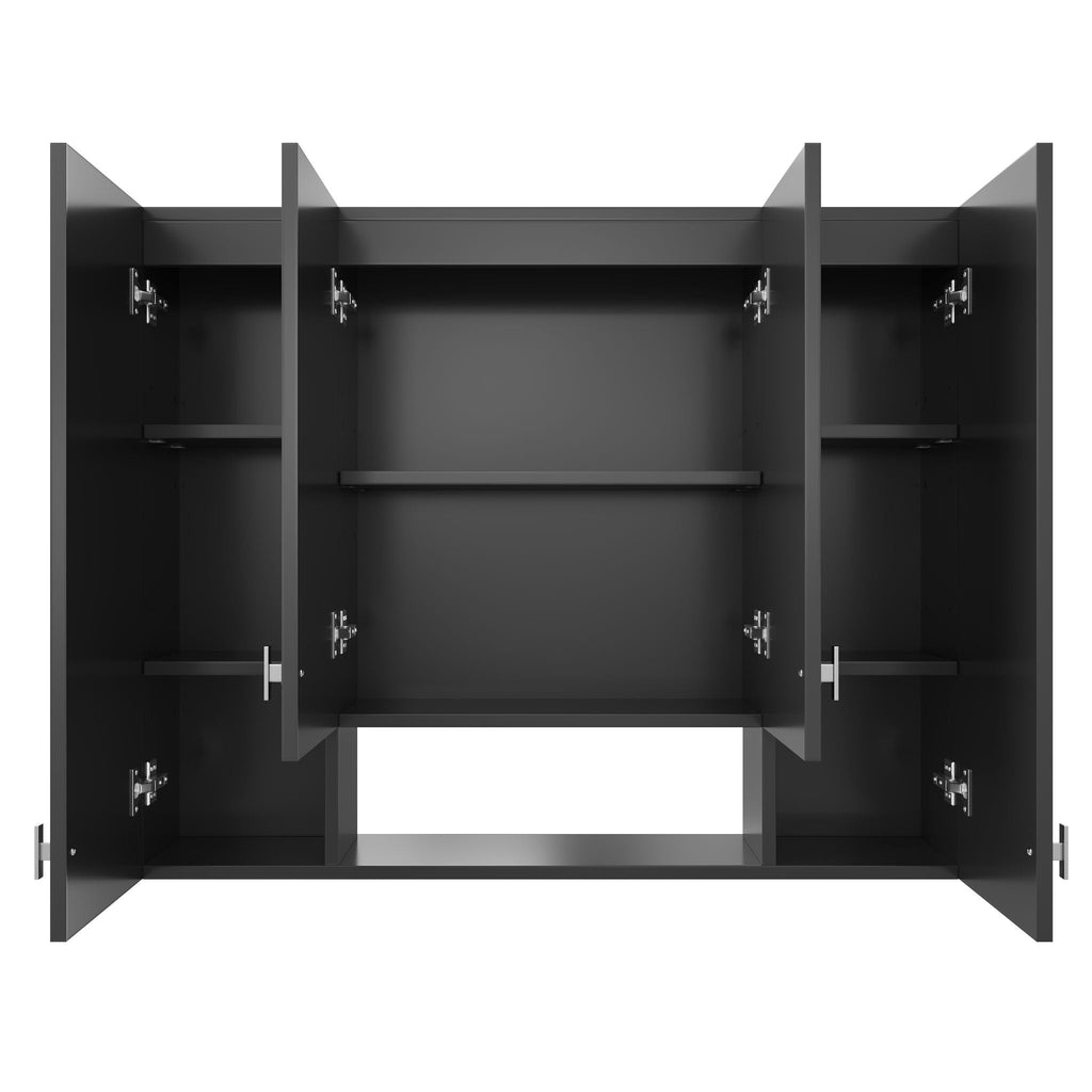 Wall Mounted Bathroom Cabinet With 5 Adjustable Shelves and Soft-Closing Hinges - Gray or Black