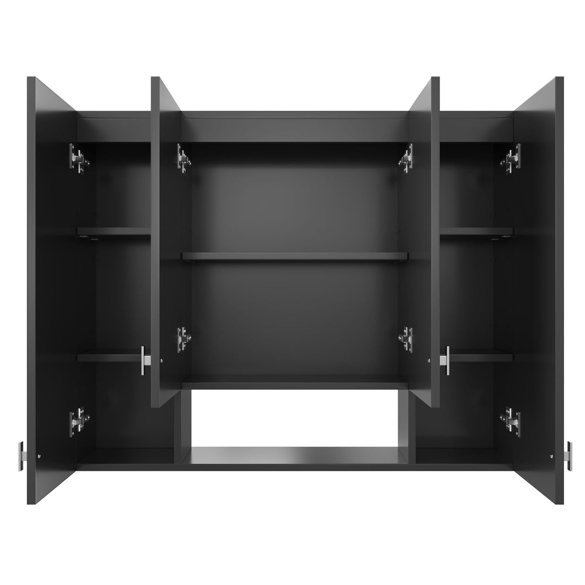 Wall Mounted Bathroom Cabinet With 5 Adjustable Shelves and Soft-Closing Hinges - Gray or Black