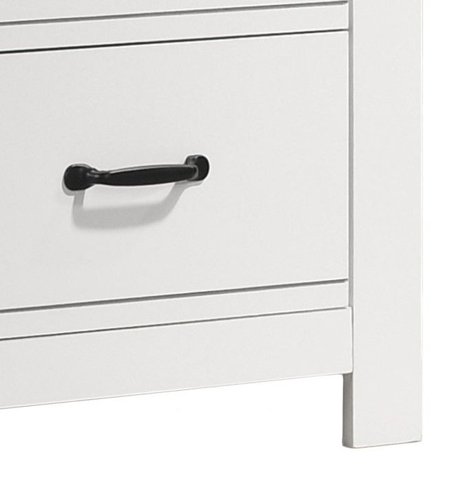 2 Drawer Nightstand Bedside Table with Sleek Black Handles - White