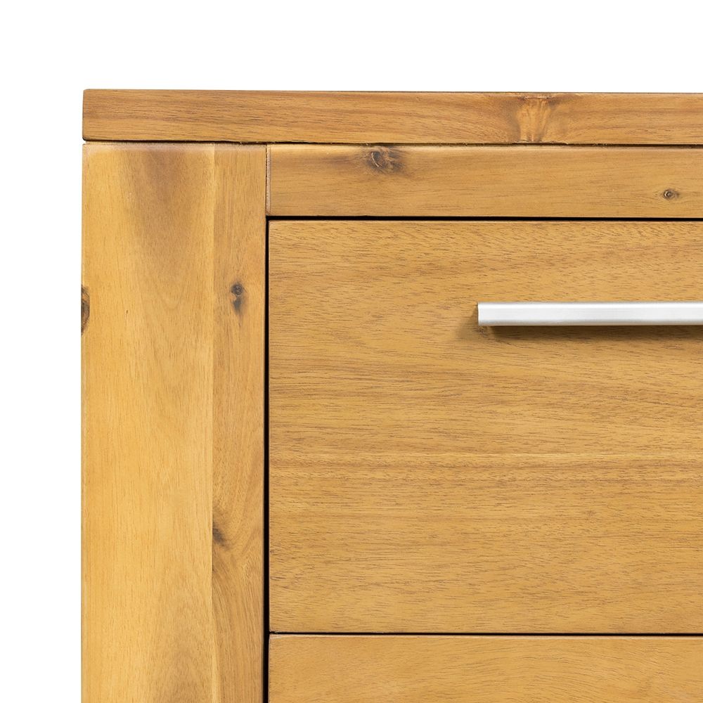Natural Wood Nightstand with Smooth Glide Drawer - Brown