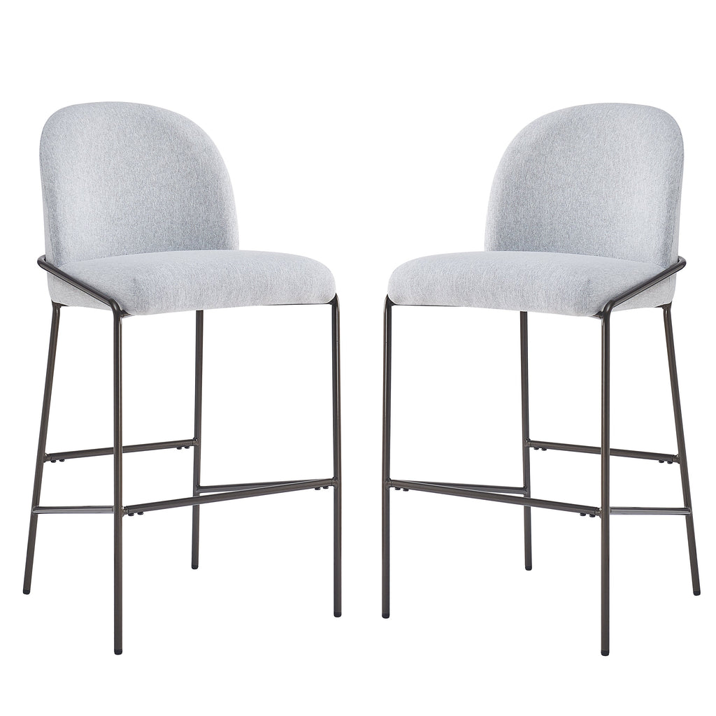 Galen Indoor Metal Upholstered Barstool with Contoured Backrest - Antique Bronze