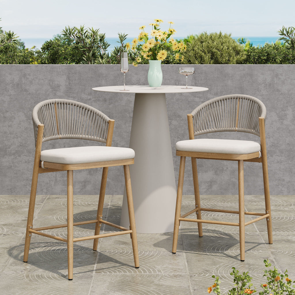 Outdoor 26" Counter Height Metal Frame Counter Stools