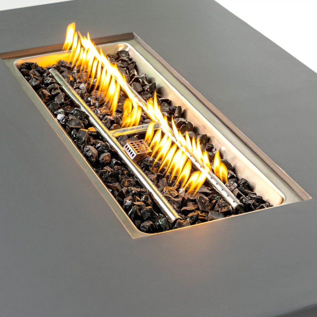 Rectangular Fire Pit Table with 50,000 BTU Heat Output - Light Gray
